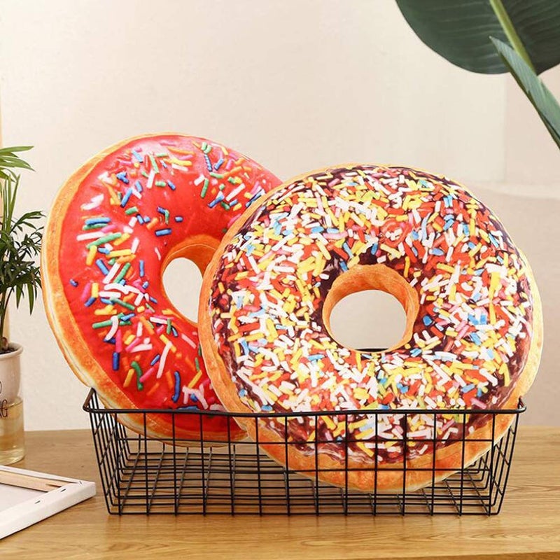 Bettli Chocolate Donut Shaped Photoreal Print Throw Pillow Cushion Plush Toy - Image 2